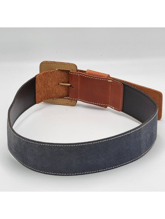 Echo Genuine Italian Leather Belt Medium Brown & Blue Made In USA main image 5